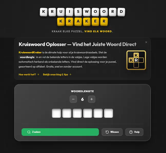 Schermafdruk van Kruiswoordkraker.nl