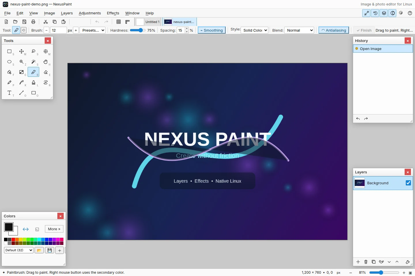 Schermafdruk van NexusPaint