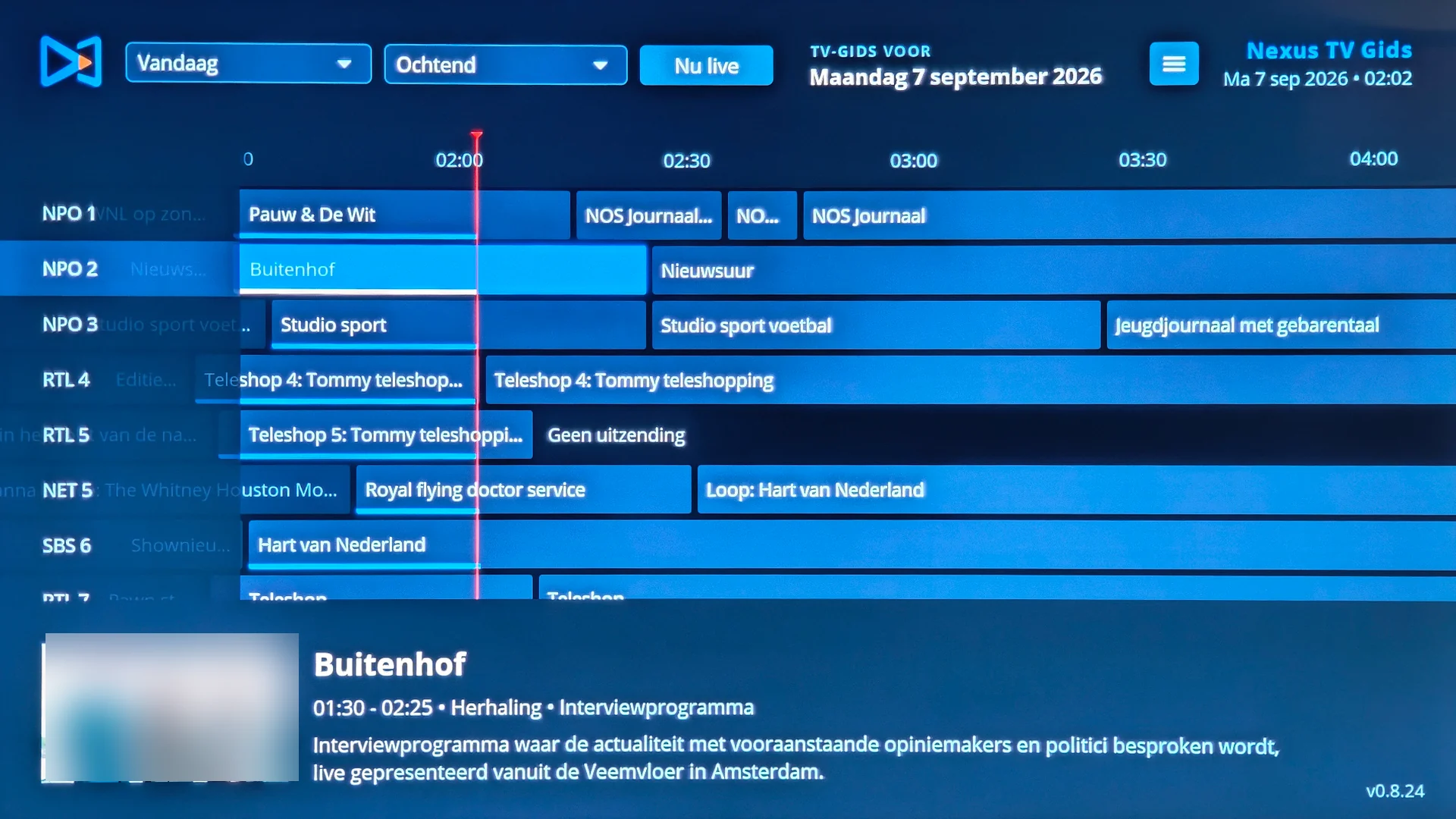 Schermafdruk van NexusTVGuide
